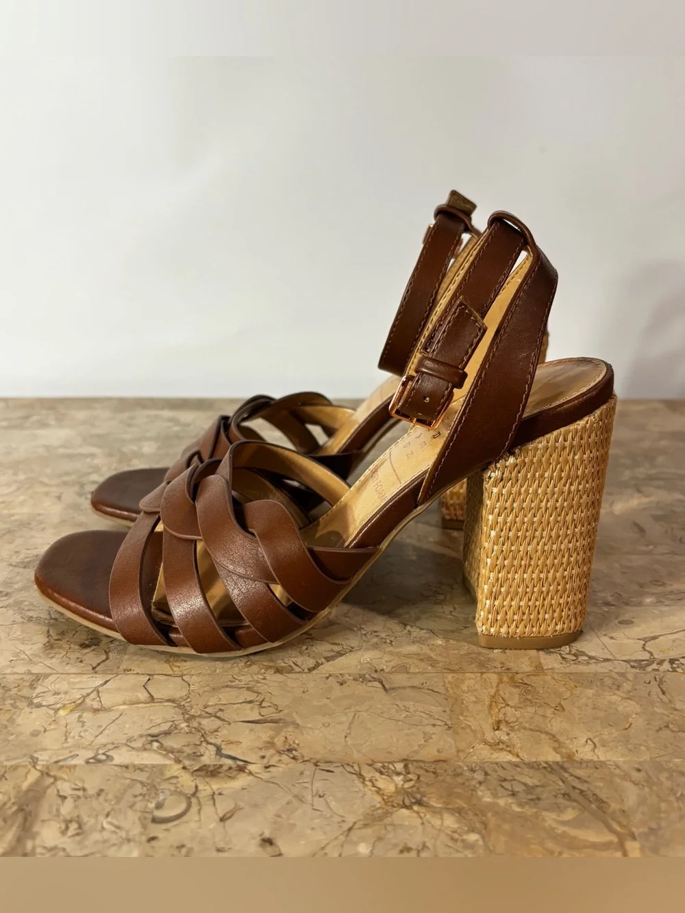 LC Lauren Conrad Bluegum Brown High Heel Sandals Size 6